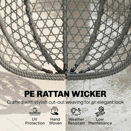 Hanging Egg Chair, Indoor Outdoor Rattan Hammock Swing Chair with Stand, Safety Strap, Foldable Basket, Dark Grey