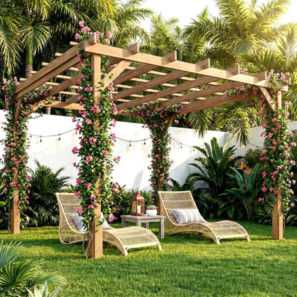 3 x 3 m Wooden Pergola Kit, Decorative Garden Gazebo Shelter with Stable Structu