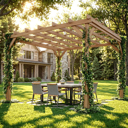 3 x 3 m Wooden Pergola Kit, Decorative Garden Gazebo Shelter with Stable Structu