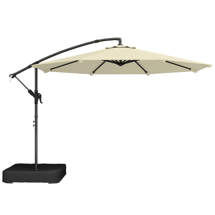 3 m Garden Cantilever Parasol with Cross Base, Sandbag, 360¬∞ Rotating Overhangi
