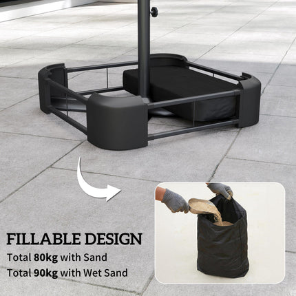 Garden Parasol Base 80 kg Sand Filled Heavy Duty Stand for Cantilever Umbrellas