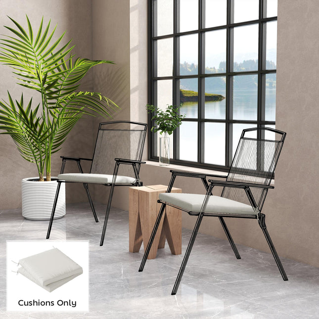 Outdoor Seat Cushions Set of 2 with Ties, Waterproof Garden Seat Pads, Cream White