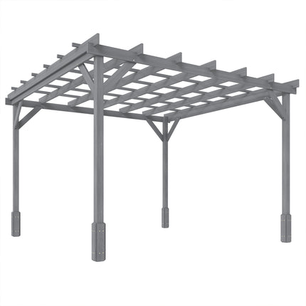 3 x 3 m Wooden Pergola Kit, Decorative Garden Gazebo Shelter with Stable Structure for Climbing Vines, Grey