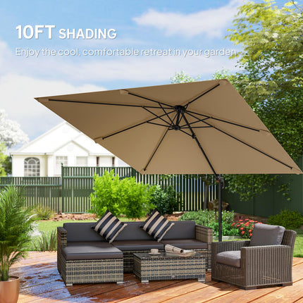 3 x 3 m Cantilever Parasol, Square Patio Umbrella with Crank Handle, Cross Base,