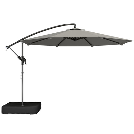 3 m Garden Cantilever Parasol with Cross Base, Sandbag, 360¬∞ Rotating Overhangi