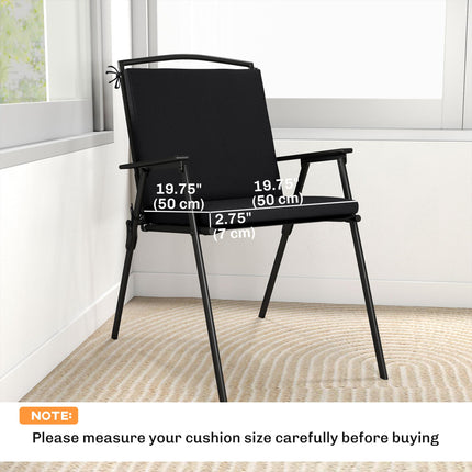 Outdoor Seat Cushions Set of 2 with Ties, Waterproof Garden Seat Pads, Black