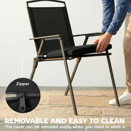Outdoor Seat Cushions Set of 2 with Ties, Waterproof Garden Seat Pads, Black