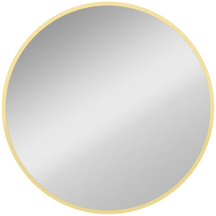 61cm Decorative Wall Mirror for Bedroom Living Room, Modern Round Bathroom Mirror for Home Decor, Gold Tone