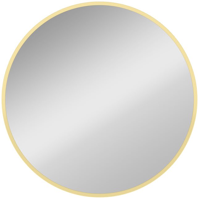 61cm Decorative Wall Mirror for Bedroom Living Room, Modern Round Bathroom Mirror for Home Decor, Gold Tone