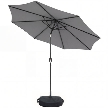 2.7 m Garden Parasol Umbrella with Cross Base and Sandbag, Retractable Ribs, Out