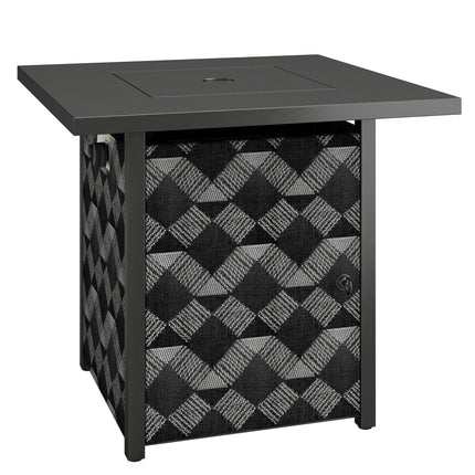 Square Propane Gas Fire Pit Table,12 KW Firepit Outdoor Patio Heater with Glass Wind Guard, Lava Rocks, Gas Tank Holder