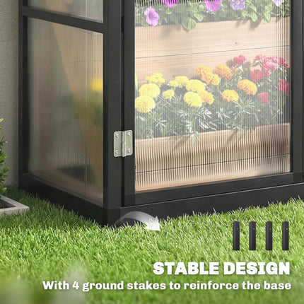 Polycarbonate Greenhouse with Hinged Door, Top Vent, Lean-to Green House, Walk-i