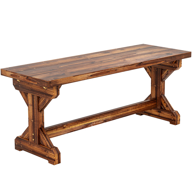 Rustic Wooden Garden Bench, Backless Outdoor Bench Patio Loveseat with X-Shape Base for Porch, Park, Carbonised Finish
