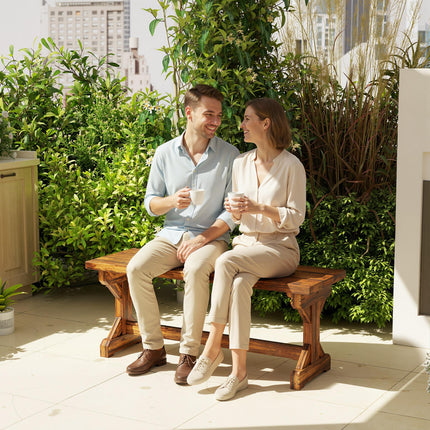 Rustic Wooden Garden Bench, Backless Outdoor Bench Patio Loveseat with X-Shape Base for Porch, Park, Carbonised Finish