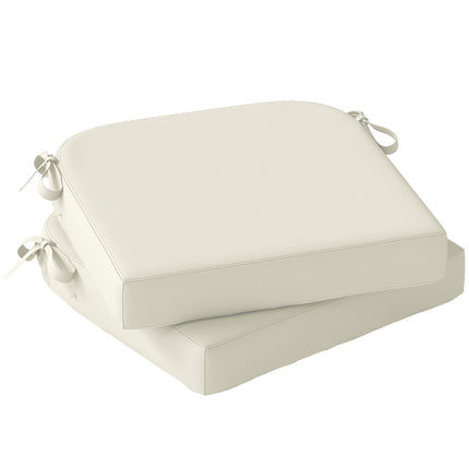 Outdoor Chair Seat Cushions Set of 2, Garden Chair Cushions with 7cm Thick Foam & Ties, Cream White