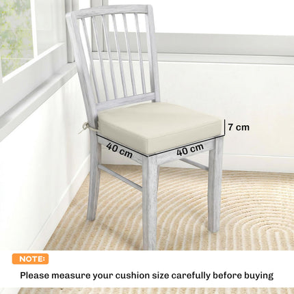 Outdoor Chair Seat Cushions Set of 2, Garden Chair Cushions with 7cm Thick Foam & Ties, Cream White