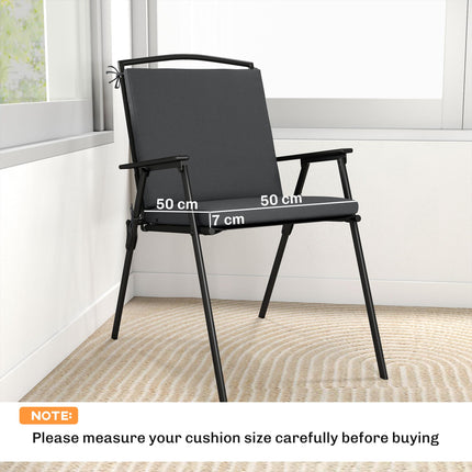 Outdoor Seat Cushions Set of 2 with Ties, Waterproof Garden Seat Pads, Dark Grey