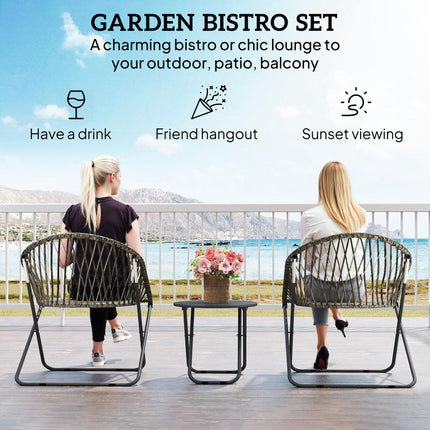 Patio Bistro Set, Folding Patio Furniture Set with 2 Chairs and Table, Grey