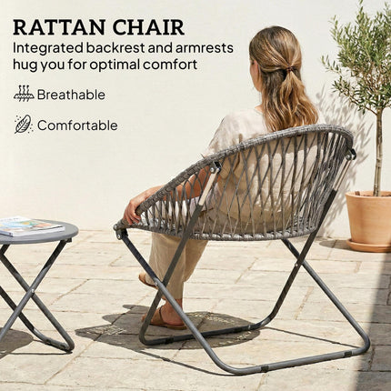 Patio Bistro Set, Folding Patio Furniture Set with 2 Chairs and Table, Grey