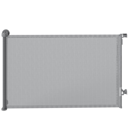 Retractable Dog Gate, Extends to 140 cm Wide & 93 cm Tall, Mesh Pet Gate with Single Hand Operation, for Stairs Doorways