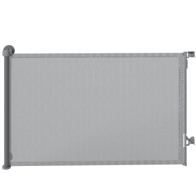 Retractable Dog Gate, Extends to 140 cm Wide & 93 cm Tall, Mesh Pet Gate with Single Hand Operation, for Stairs Doorways