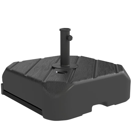 Garden Parasol Base with Wheels, Telescopic Handle, 72 kg /45 kg Fillable Sun Umbrella Base Parasol Stand, Black