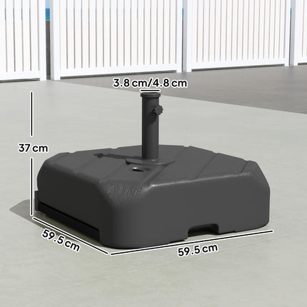 Garden Parasol Base with Wheels, Telescopic Handle, 72 kg /45 kg Fillable Sun Umbrella Base Parasol Stand, Black