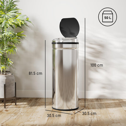 50L Stainless Steel Sensor Bin - Silver Tone