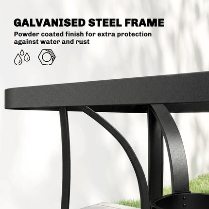 Garden Dining Set for 4 with Umbrella Hole, Stackable Chairs and Rectangular Glass-Top Outdoor Table, Light Grey