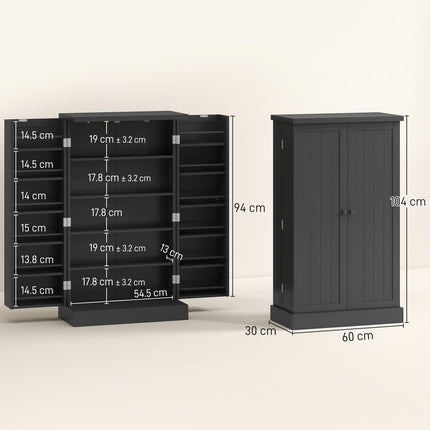 Kitchen Cupboard, Freestanding Multi-Storage Kitchen Pantry Cabinet with Adjustable Shelves, Black