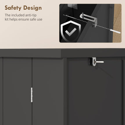 Kitchen Cupboard, Freestanding Multi-Storage Kitchen Pantry Cabinet with Adjustable Shelves, Black
