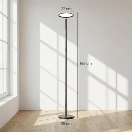 Uplighter Floor Lamp with Tuya App and Music Sync, Standing Lamp with Adjustable Head for Living Room Bedroom, Black
