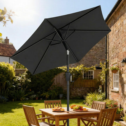 2m Garden Parasol Umbrella, Outdoor Table Parasol Umbrella with Crank Handle, Tilt Function, UV30+ Protection