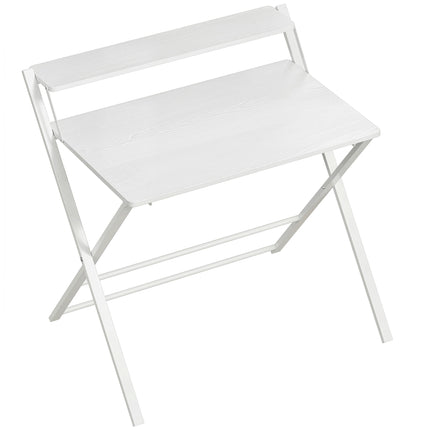 Compact Folding Desk for Small Spaces with Storage Shelf for Home Office, White