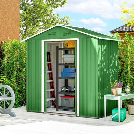6.5 x 3.5ft Metal Garden Storage Shed - Green