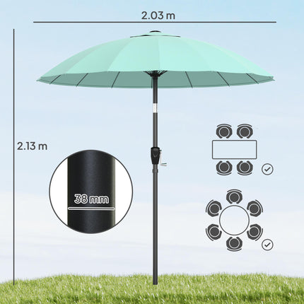 2 m Shanghai Garden Parasol Umbrella with 16 Fibreglass Ribs, Outdoor Parasol Umbrella With 16 Fibreglass Ribs Outdoor Parasol Su