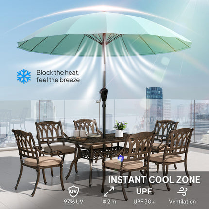 2 m Shanghai Garden Parasol Umbrella with 16 Fibreglass Ribs, Outdoor Parasol Umbrella With 16 Fibreglass Ribs Outdoor Parasol Su