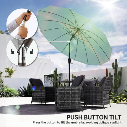 2 m Shanghai Garden Parasol Umbrella with 16 Fibreglass Ribs, Outdoor Parasol Umbrella With 16 Fibreglass Ribs Outdoor Parasol Su