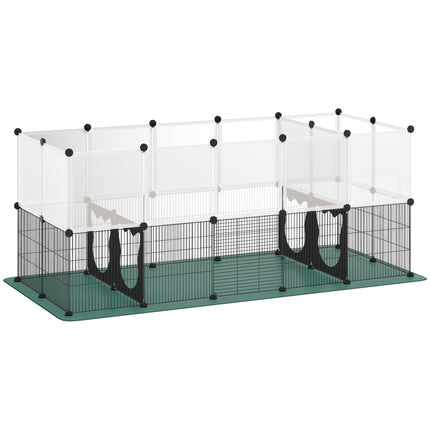 Pet Playpen with Waterproof Mat, DIY Small Animal Enclosure 34 Panels, Indoor/Outdoor Metal Pet Fence for Guinea Pigs
