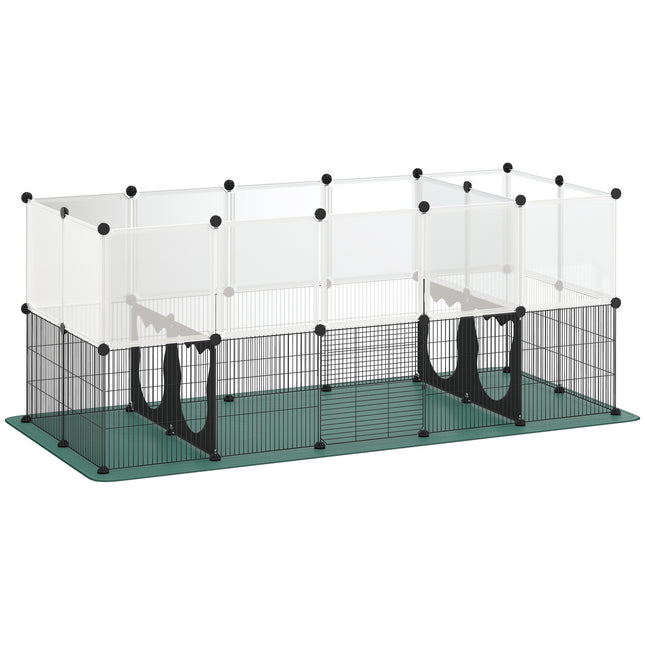 Pet Playpen with Waterproof Mat, DIY Small Animal Enclosure 34 Panels, Indoor/Outdoor Metal Pet Fence for Guinea Pigs