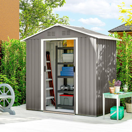 6.5 x 3.5ft Metal Garden Storage Shed - Light Grey