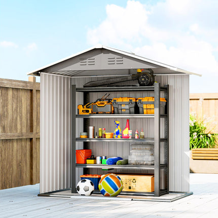 6.5 x 3.5ft Metal Garden Storage Shed - Light Grey