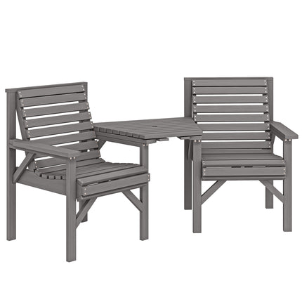 Wooden Garden Bistro Set, 2 Seater Wooden Outdoor Table and Chairs with Parasol