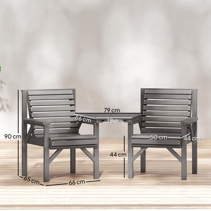 Wooden Garden Bistro Set, 2 Seater Wooden Outdoor Table and Chairs with Parasol