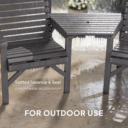 Wooden Garden Bistro Set, 2 Seater Wooden Outdoor Table and Chairs with Parasol