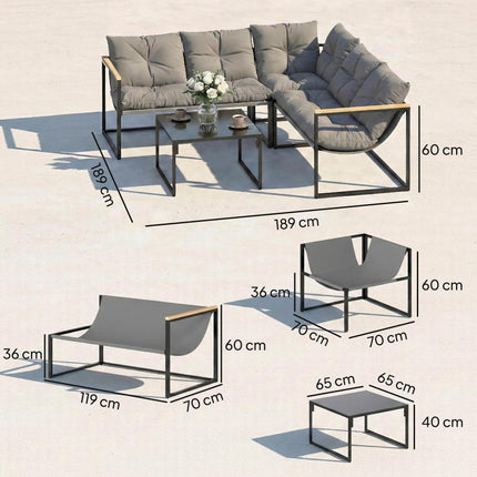 4 Piece Garden Furniture Set with Thick Cushions and Coffee Table, Patio Convers