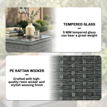 3 Pieces Rattan Bistro Set, Wicker Garden Furniture Set with Metal Frame, Cover,