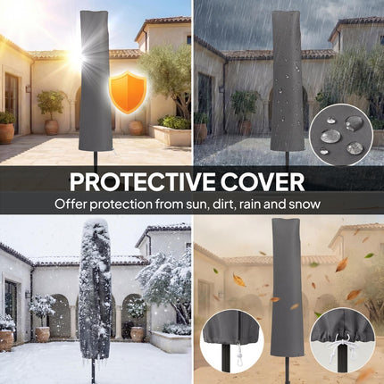 3 m Cantilever Parasol with Solar LED Lights Garden Umbrella with Cross Base, Cream White