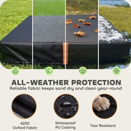 Sandbox Cover, Square Sandpit Cover Waterproof Dustproof UV Protection, Sandbox Canopy with Drawstring and Elastic Band