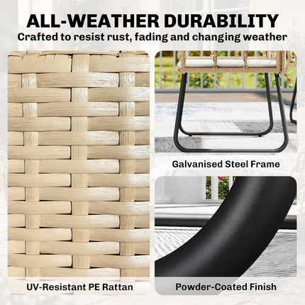 4 Piece Rattan Garden Furniture Set, Outdoor Patio Furniture with Loveseat, Armc